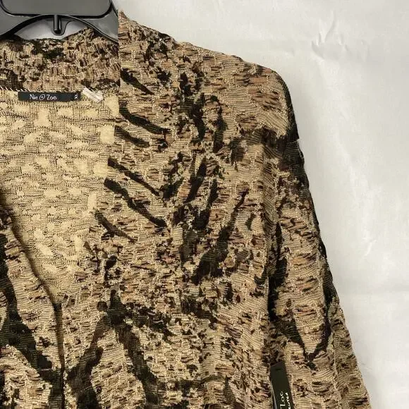 NIC+ZOE Sweater XL Animal Print Brown Cardigan Tunic V-Neck Lightweight - Picture 3 of 11